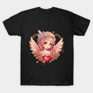 Floral Valentine Fairy Beautiful Heart T-Shirt